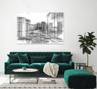 pencil drawing buildings in the city in black and white by sutee monchitnukul on GIANT ART - gray digital drawing