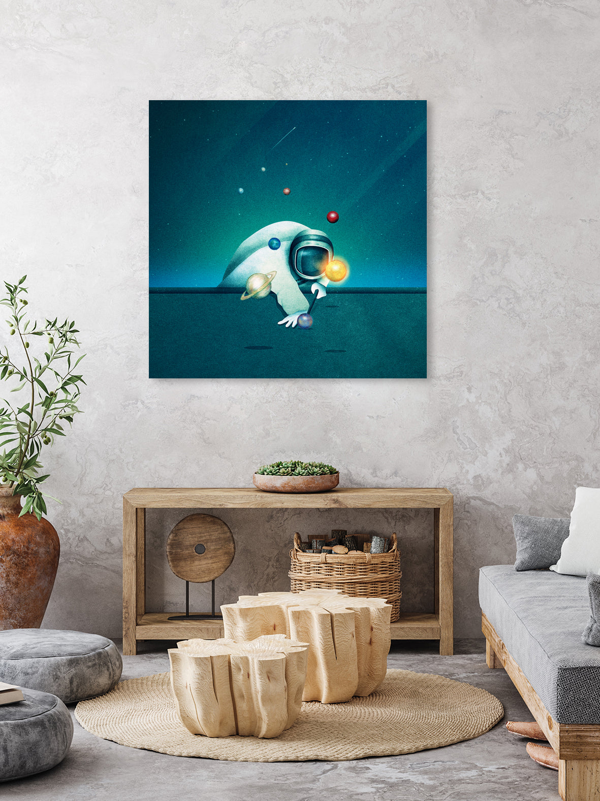 Astronaut Billards by Romina Lutz on GIANT ART - green digital painting