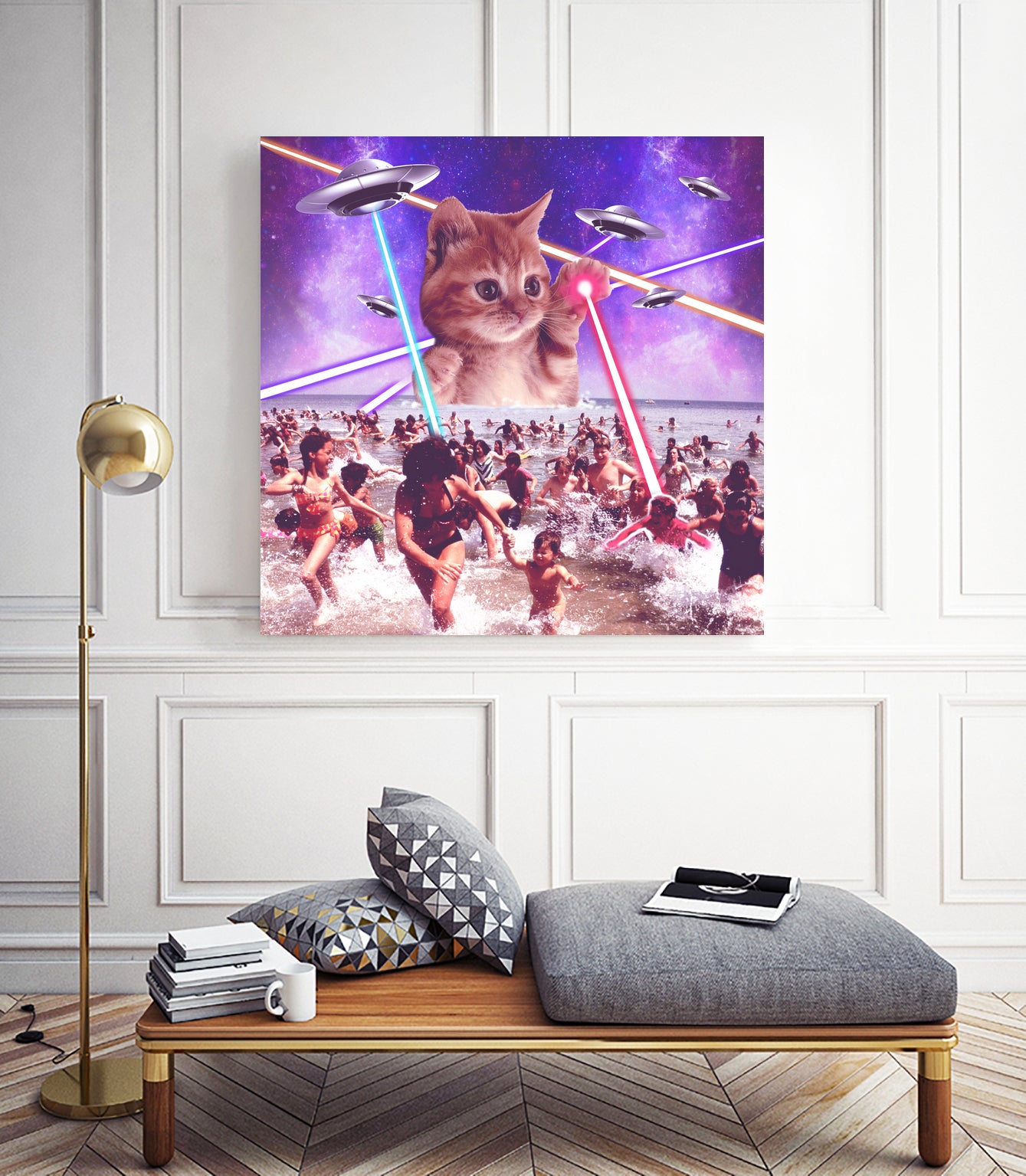 cat invader from space galaxy marsians by Damian Augustyniak on GIANT ART - white photo manipulation