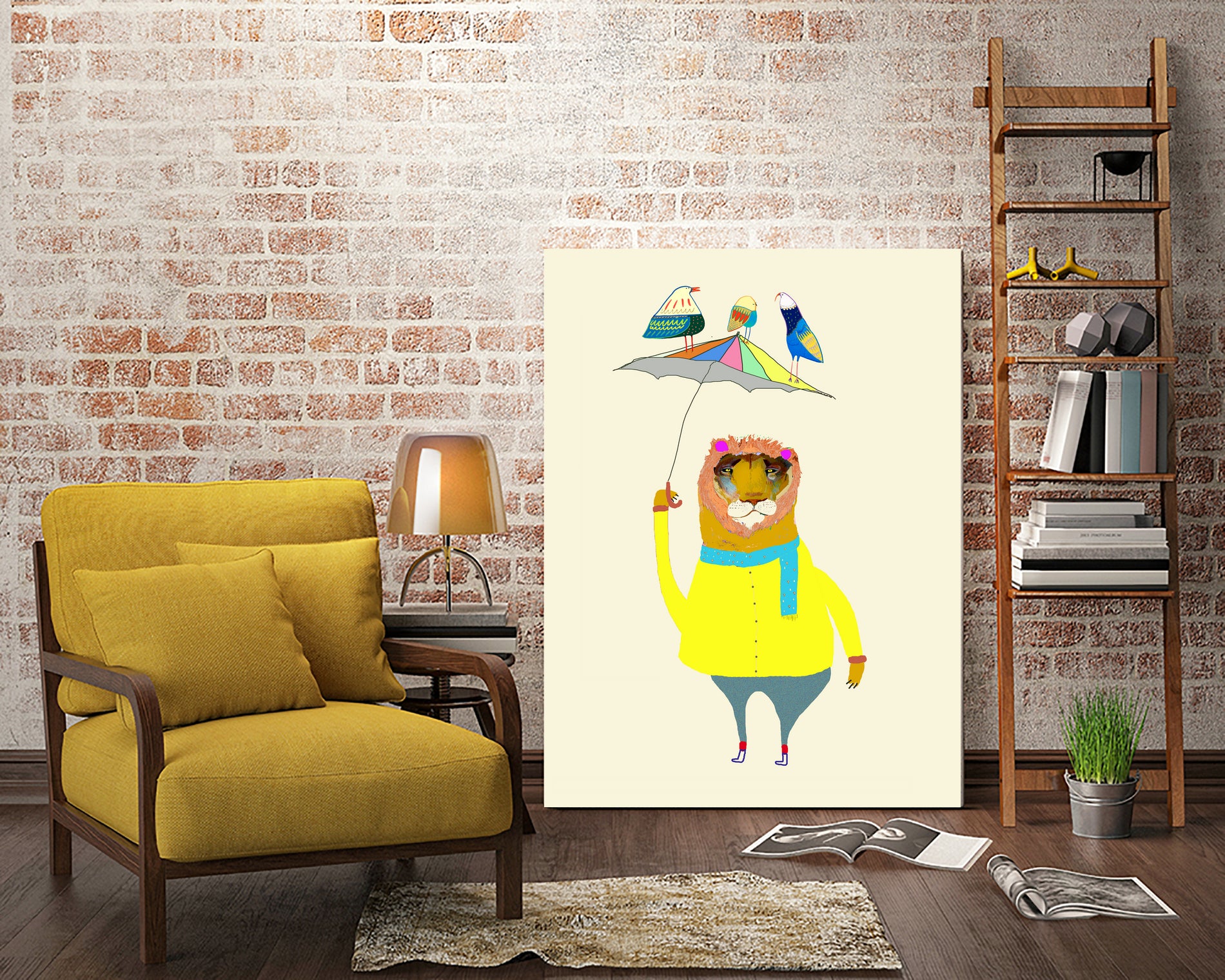 Lion With Umbrella by Ashley Percival on GIANT ART - digital drawing