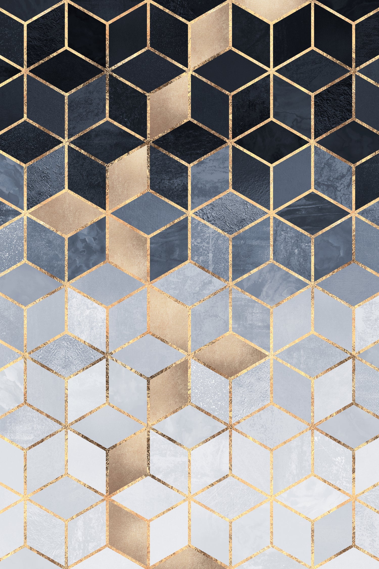Soft Blue Gradient Cubes by Elisabeth Fredriksson on GIANT ART - blue digital painting