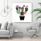 Pretty Cactus by Elisabeth Fredriksson on GIANT ART - blue mixed media
