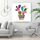 Happy Cactus by Elisabeth Fredriksson on GIANT ART - pink mixed media