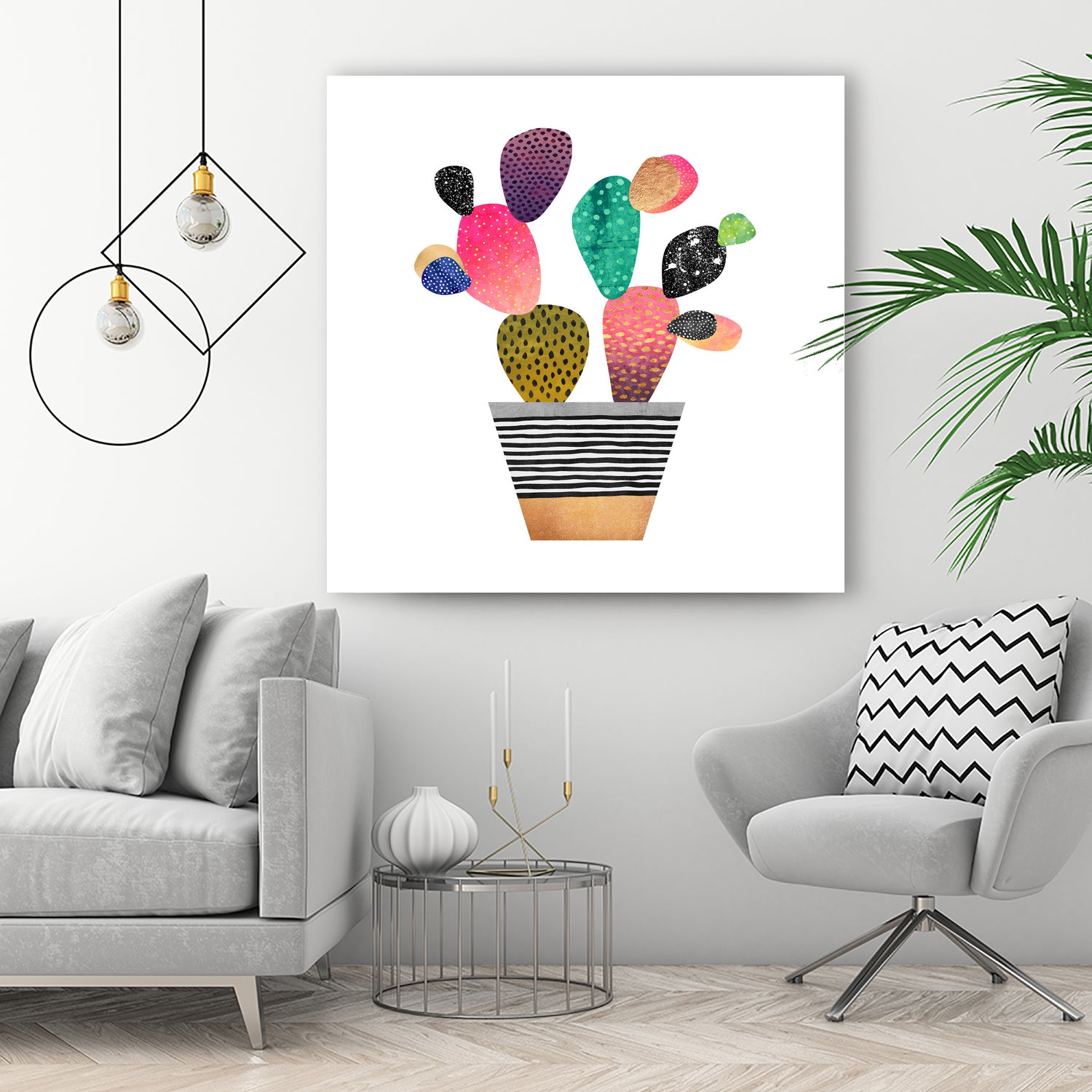 Happy Cactus by Elisabeth Fredriksson on GIANT ART - pink mixed media