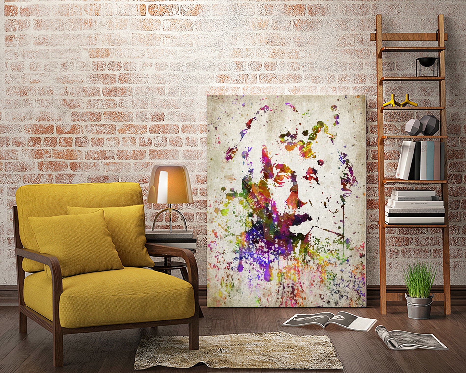 Albert Einstein in Color by Aged Pixel on GIANT ART - red digital drawing
