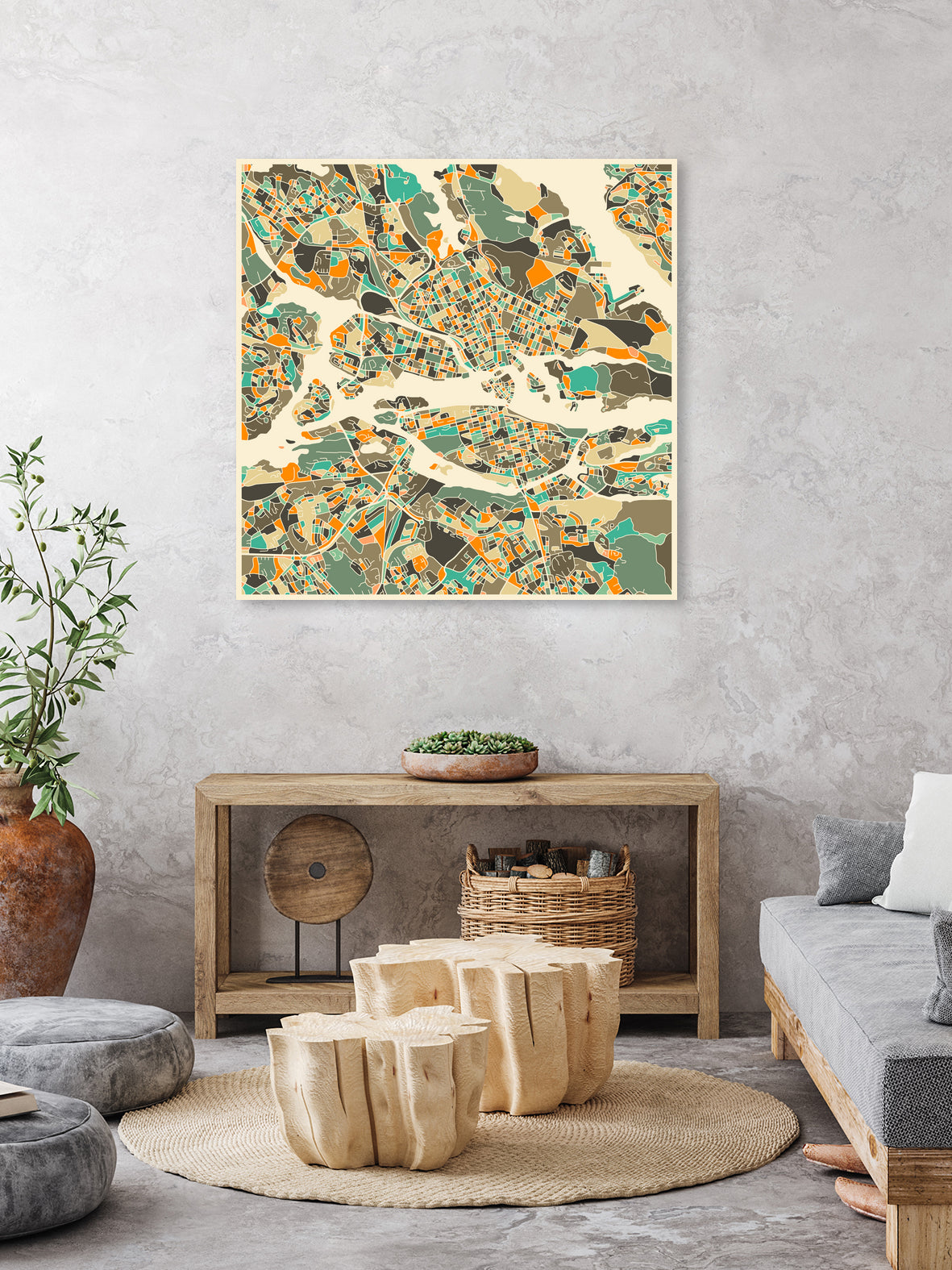 Stockholm Map by Jazzberry Blue on GIANT ART - pink vector illustration
