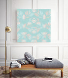 Palm Leaves Lace Pattern on Aqua by Dominique Van Roey on GIANT ART - green digital drawing