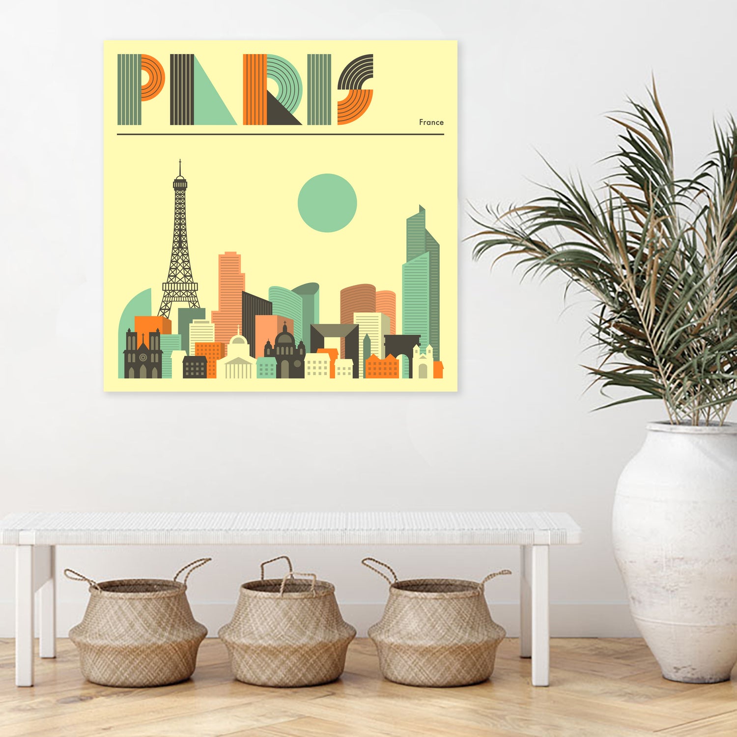 Paris Skyline by Jazzberry Blue on GIANT ART - pink vector illustration