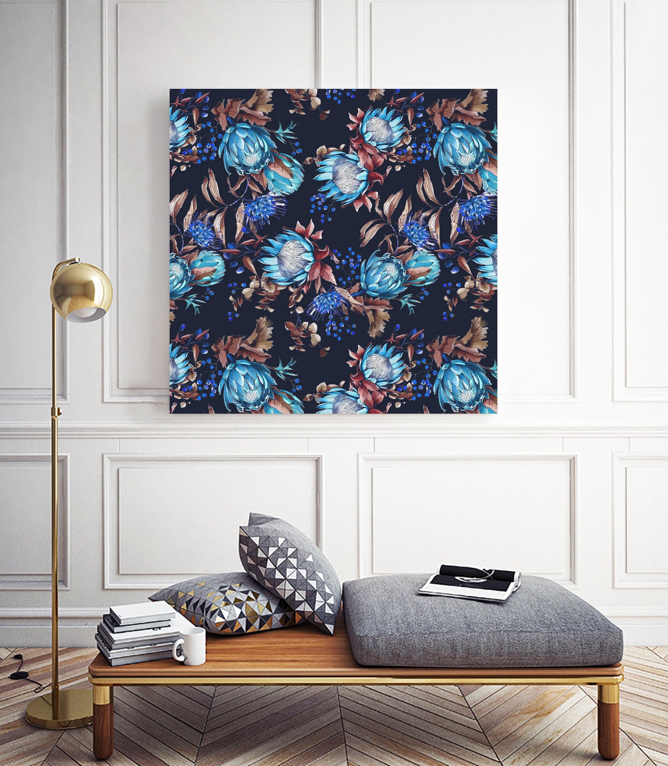 King protea flowers watercolor illustration by Two Lips on GIANT ART - pink digital drawing