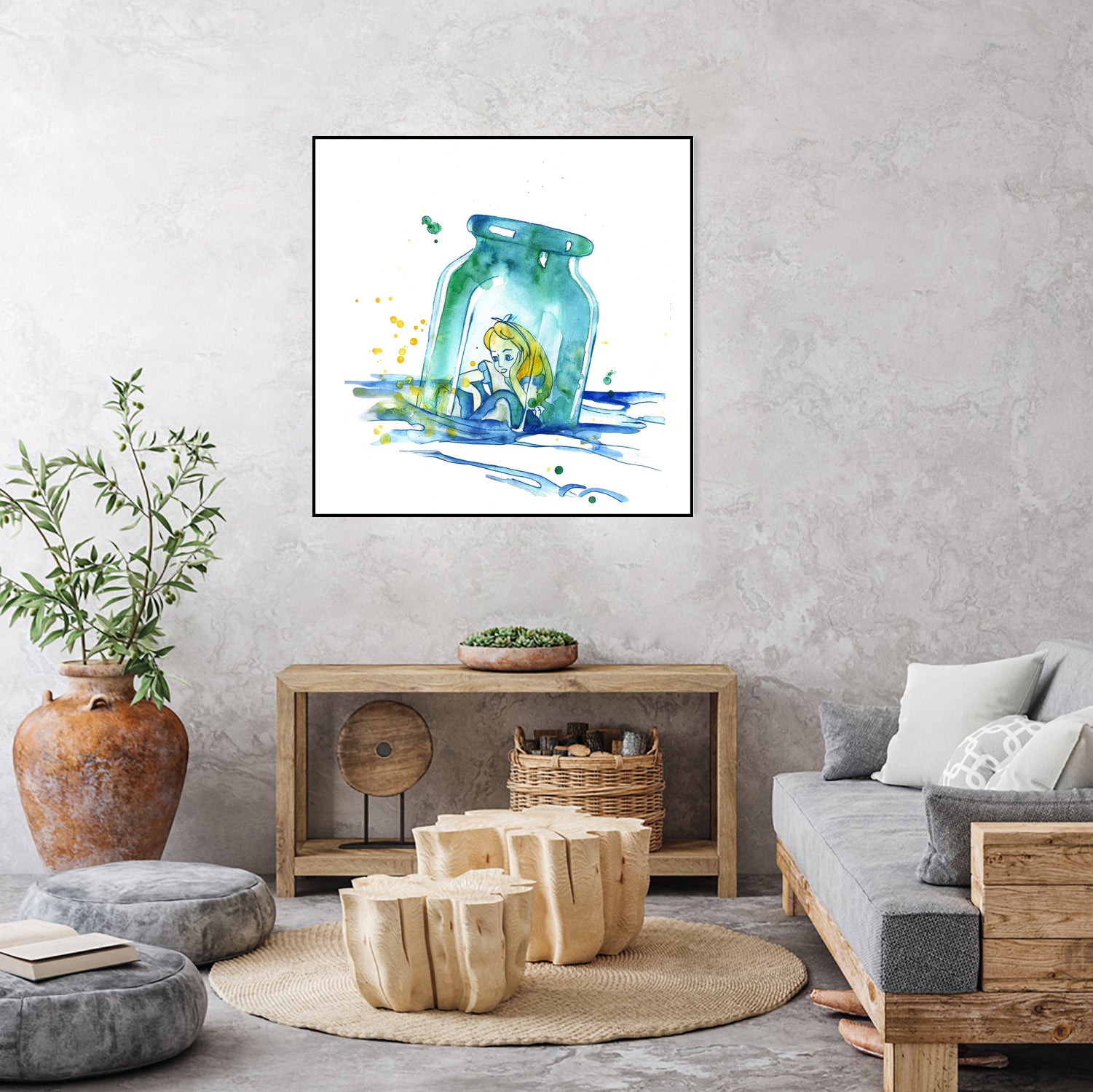 Alice In The Bottle by salome mikaberidze on GIANT ART - blue cartooning