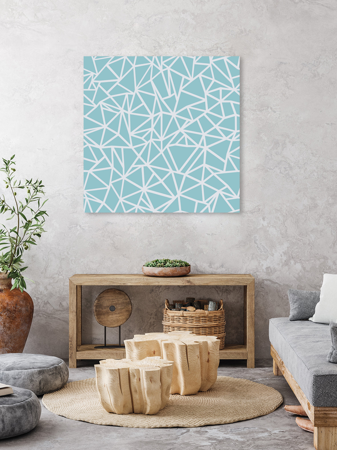 Abstract Outline Sky Blue by Emeline Tate-Robertson on GIANT ART - blue digital painting