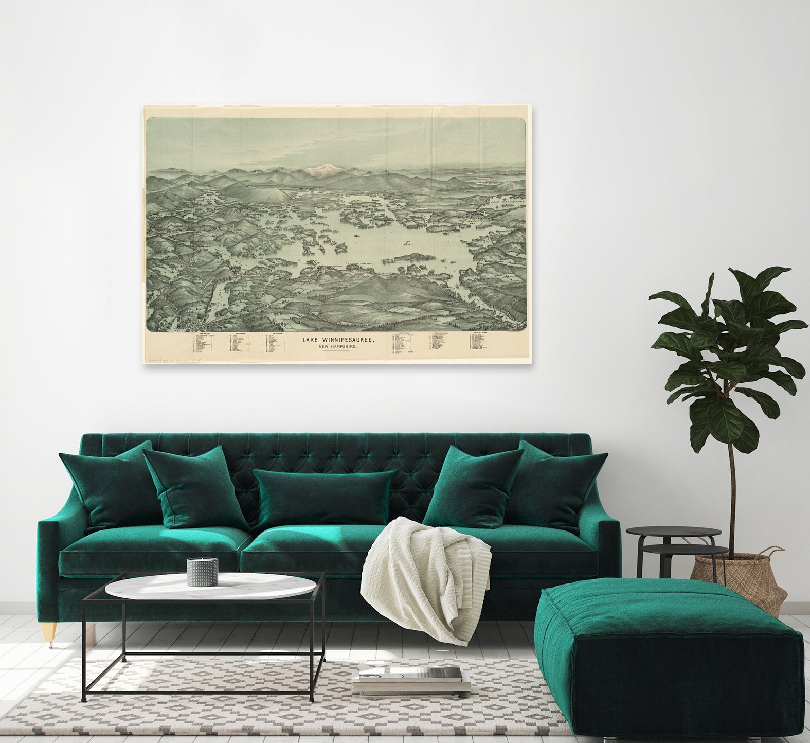 Vintage Map of Lake Winnipesaukee (1903) by Adam Shaw on GIANT ART - white photo illustration