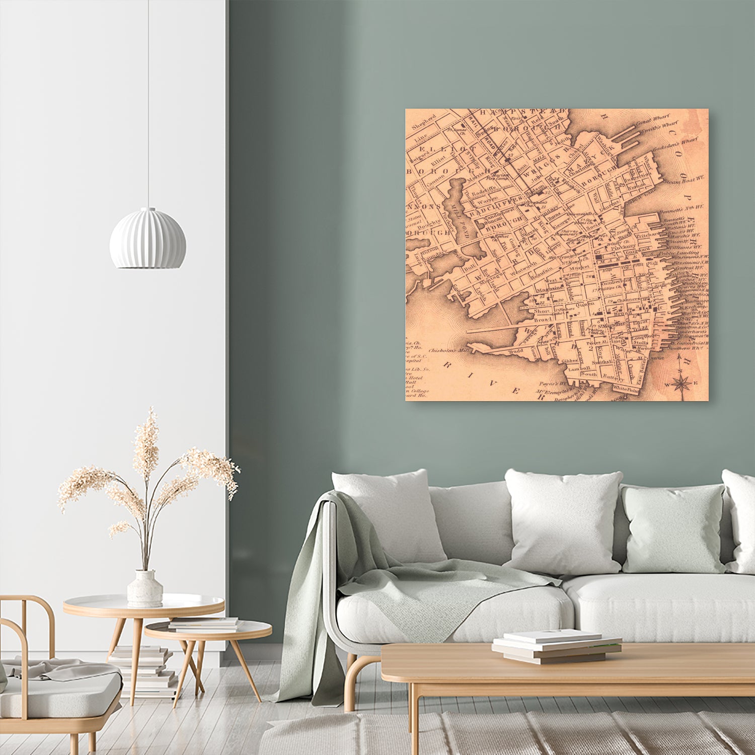 Vintage Map of Charleston South Carolina (1849) by Adam Shaw on GIANT ART - white photo illustration