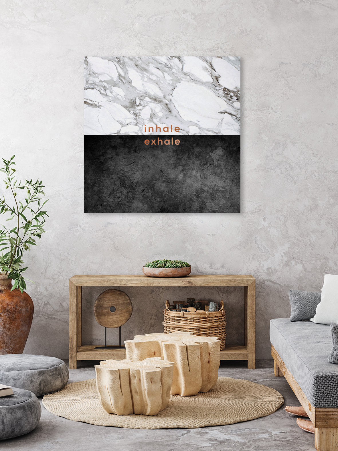 Inhale Exhale Copper by Dana Shek on GIANT ART - white typography