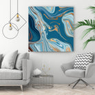 Liquid Blue Marble and Gold 014 by Jelena Obradovic on GIANT ART - blue vector illustration