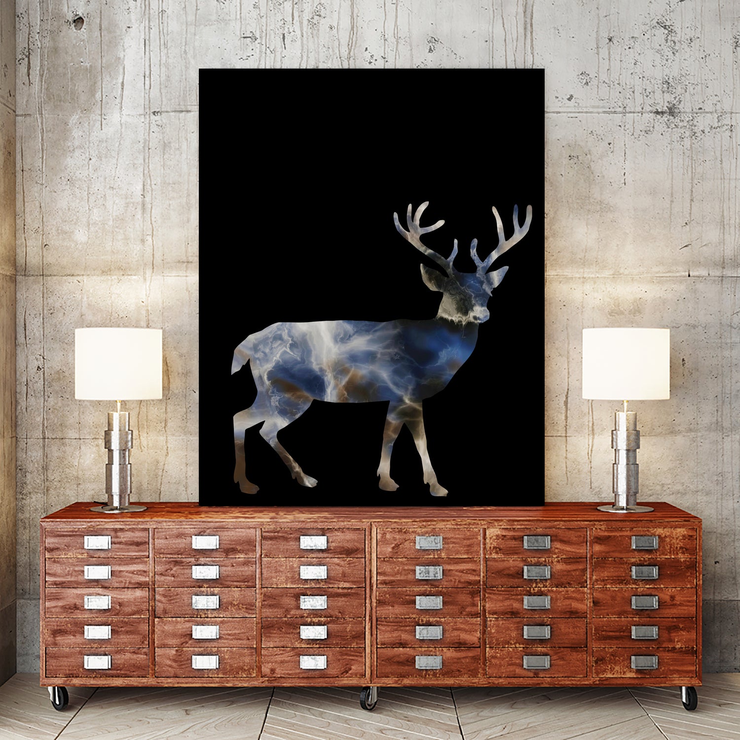 Marble Deer by Gamze Genc Celik on GIANT ART - blue vector illustration