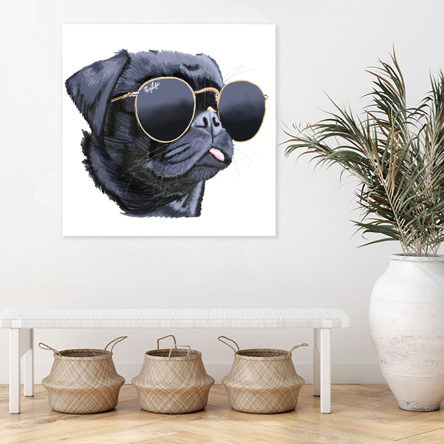 Pug Life by Karim Aboud on GIANT ART - black digital painting