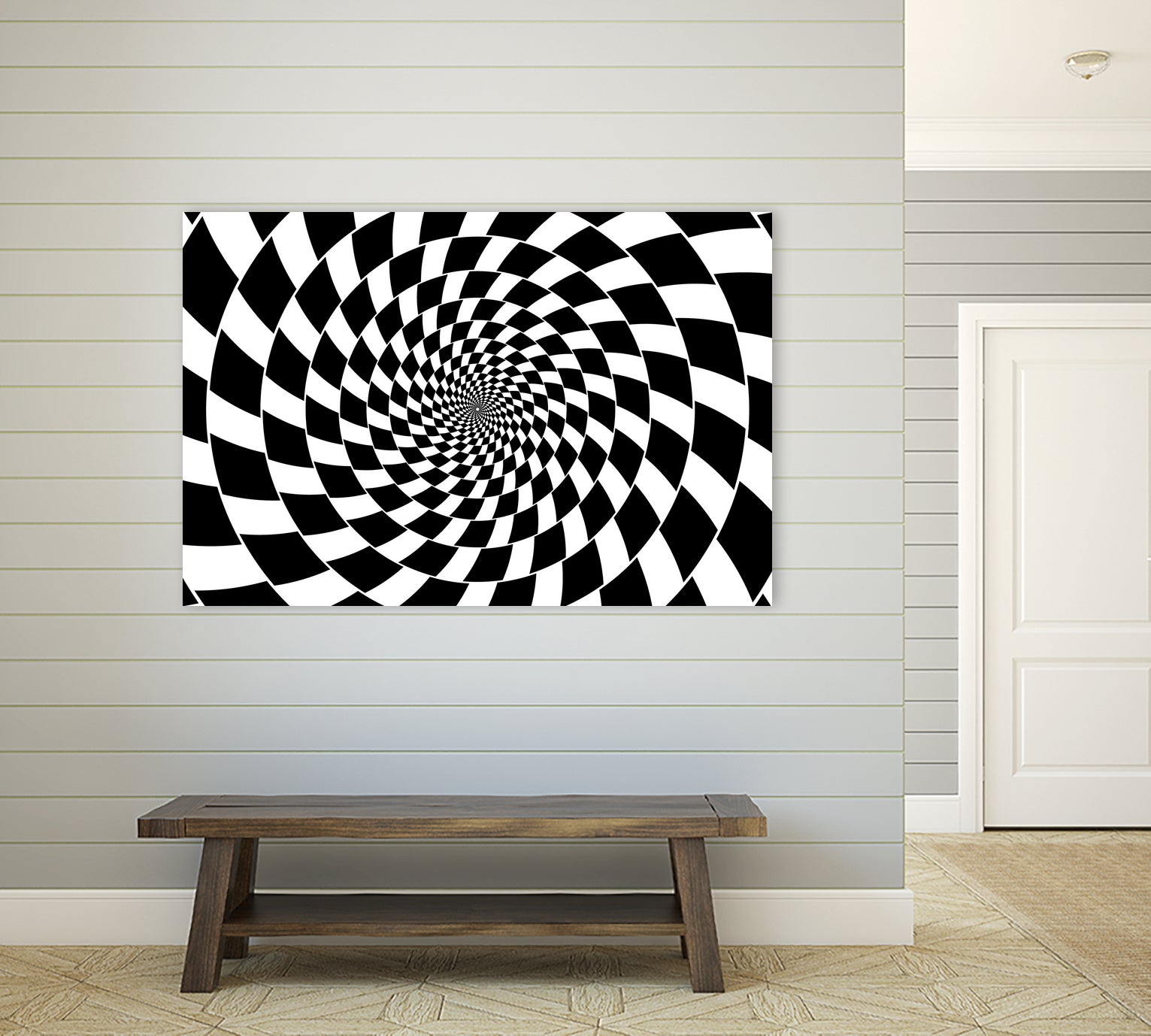Optical illusion - chessboard swirl, by Daniel Danco on GIANT ART - black vector illustration