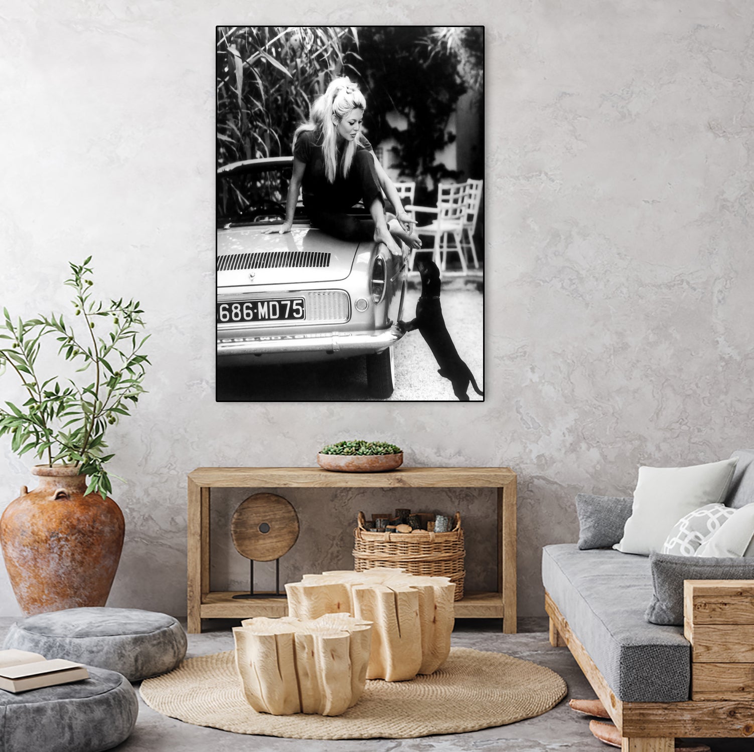 Brigitte Bardot  with her dog in St. Tropez, 1962 by M Studio on GIANT ART - black and white photographie bardot