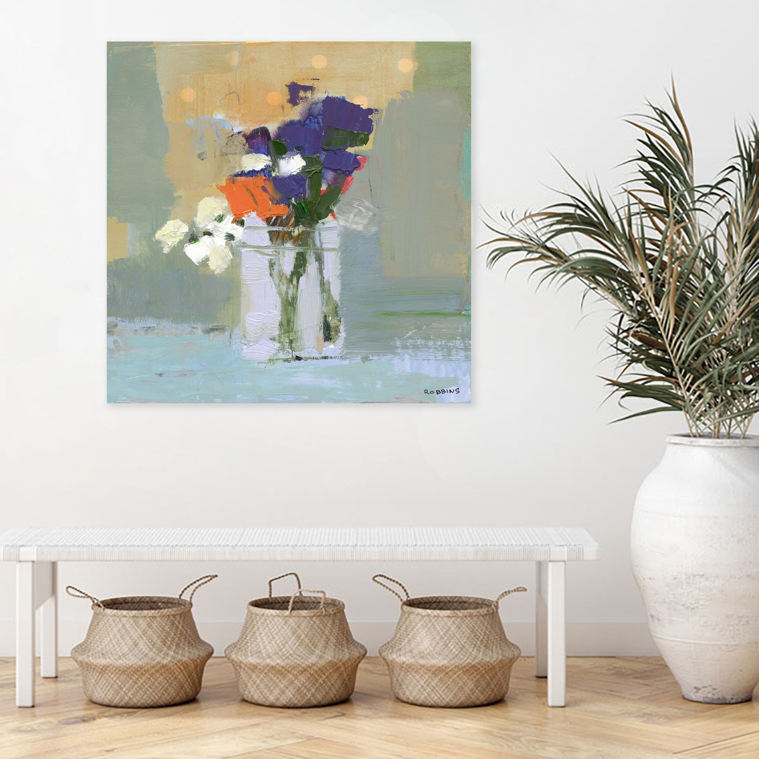 Bouquet With Polka Dots No. 8 by Kathleen Robbins on GIANT ART - gray contemporary