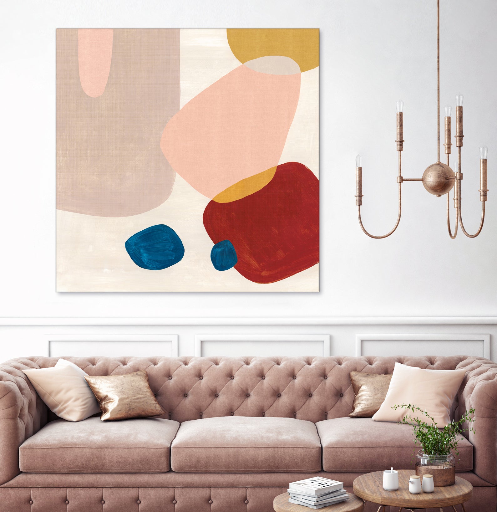 Pink Pebbles III by Eva Watts on GIANT ART - blue  shapes 