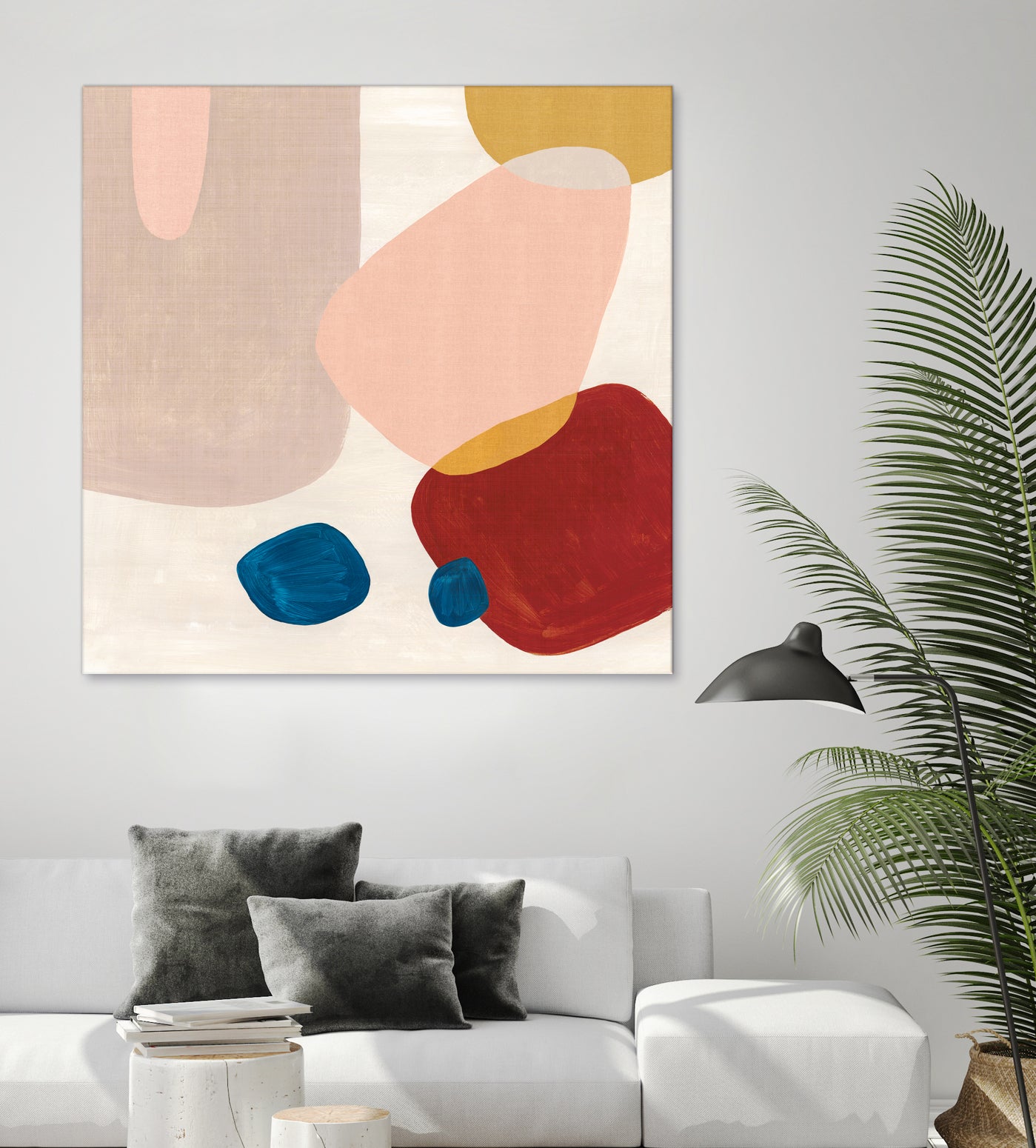 Pink Pebbles III by Eva Watts on GIANT ART - blue  shapes 