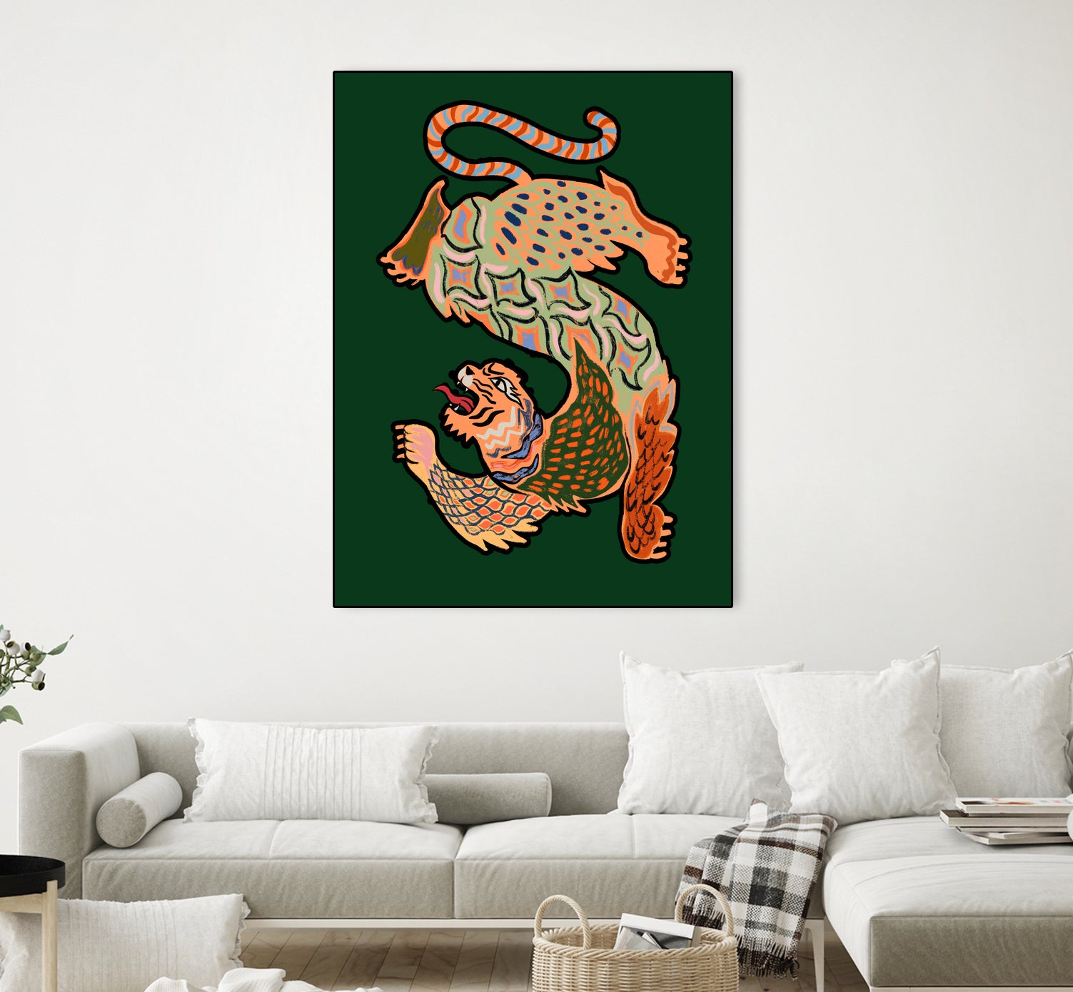 Asiantiger Green by Arty Guava on GIANT ART - illustration green background