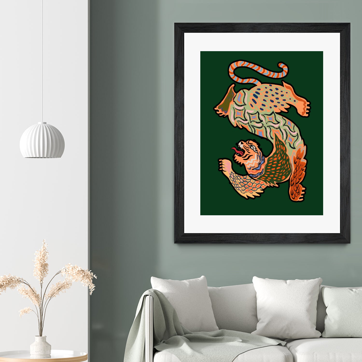 Asiantiger Green by Arty Guava on GIANT ART - illustration green background