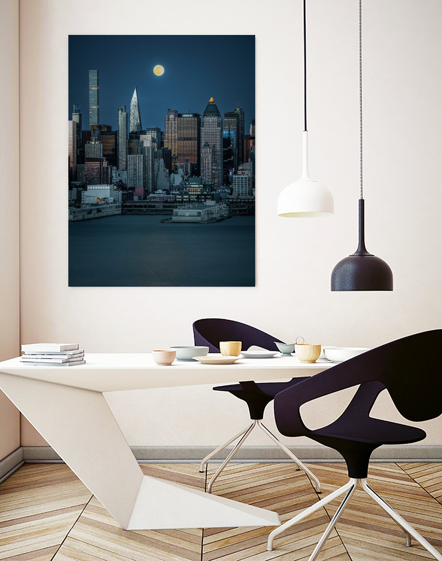 Lunar Elegance over Manhattan by Wei (David) Dai on GIANT ART - landscape usa