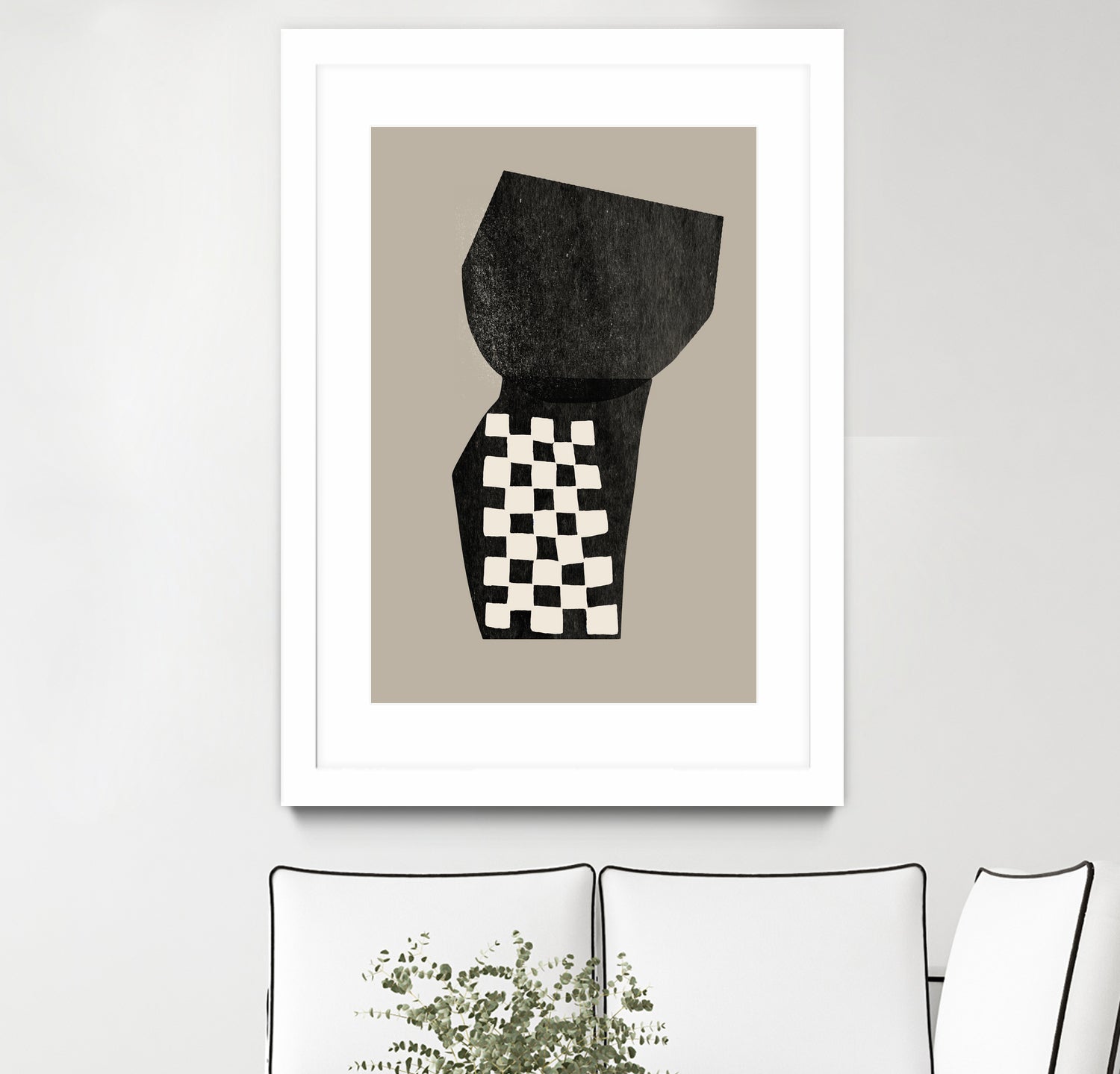 Checkered Abstraction by MIUUS STUDIO on GIANT ART - black shapes 