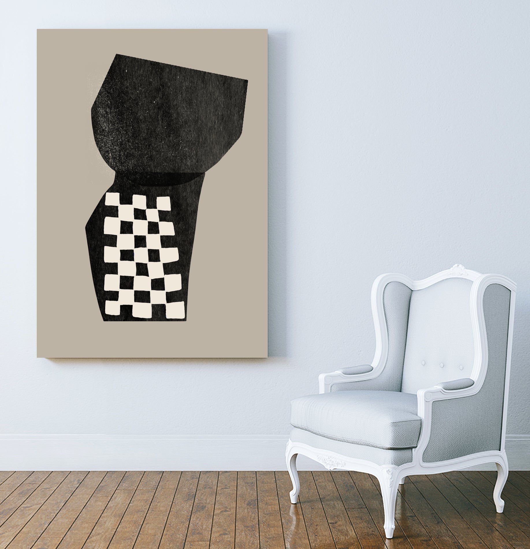Checkered Abstraction by MIUUS STUDIO on GIANT ART - black shapes 