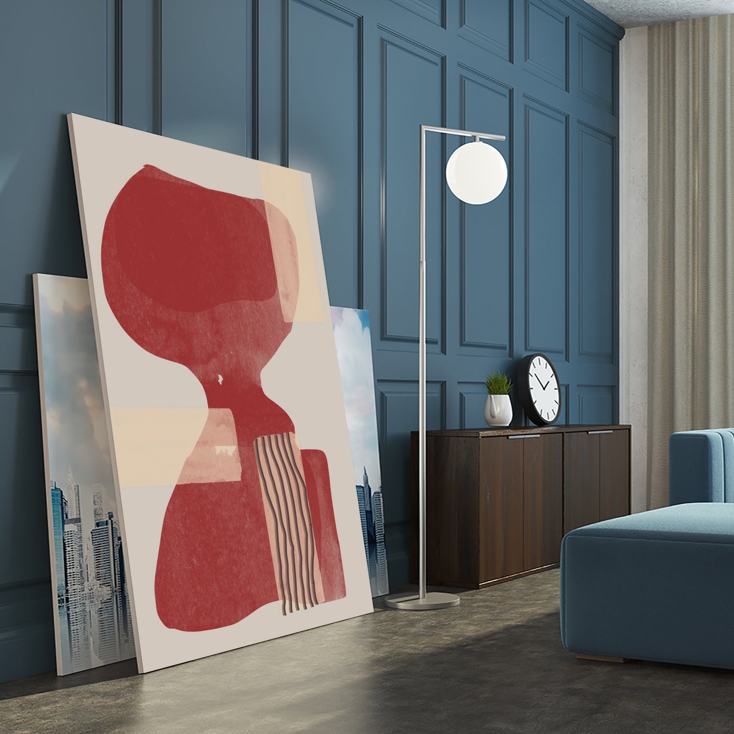 Crimson Harmony by THE MIUUS STUDIO  on GIANT ART - red shape  abstract, bold, white, grey, gray, calm, painting, print,  wallart,  wall art,  energetic, colourful, graphic print, illustration, soft, brush strokes, cute, prints, home decor, beige, black, drawing