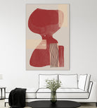 Crimson Harmony by THE MIUUS STUDIO  on GIANT ART - red shape  abstract, bold, white, grey, gray, calm, painting, print,  wallart,  wall art,  energetic, colourful, graphic print, illustration, soft, brush strokes, cute, prints, home decor, beige, black, drawing