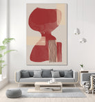 Crimson Harmony by THE MIUUS STUDIO  on GIANT ART - red shape  abstract, bold, white, grey, gray, calm, painting, print,  wallart,  wall art,  energetic, colourful, graphic print, illustration, soft, brush strokes, cute, prints, home decor, beige, black, drawing