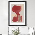 Crimson Harmony by THE MIUUS STUDIO  on GIANT ART - red shape  abstract, bold, white, grey, gray, calm, painting, print,  wallart,  wall art,  energetic, colourful, graphic print, illustration, soft, brush strokes, cute, prints, home decor, beige, black, drawing