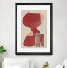 Crimson Harmony by THE MIUUS STUDIO  on GIANT ART - red shape  abstract, bold, white, grey, gray, calm, painting, print,  wallart,  wall art,  energetic, colourful, graphic print, illustration, soft, brush strokes, cute, prints, home decor, beige, black, drawing