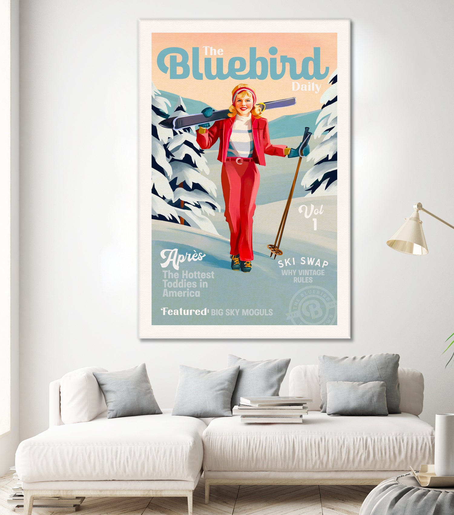 The Bluebird Daily Pinup Ski Art by The Whiskey Ginger on GIANT ART - figurative text