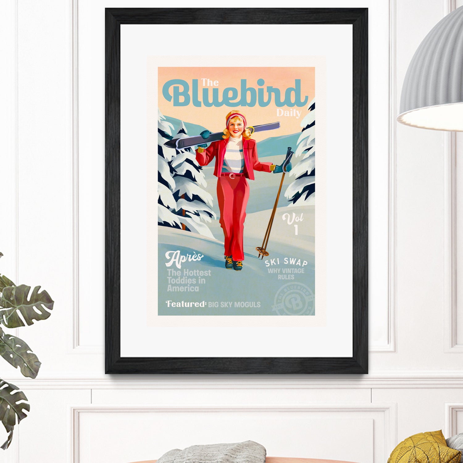 The Bluebird Daily Pinup Ski Art by The Whiskey Ginger on GIANT ART - figurative text