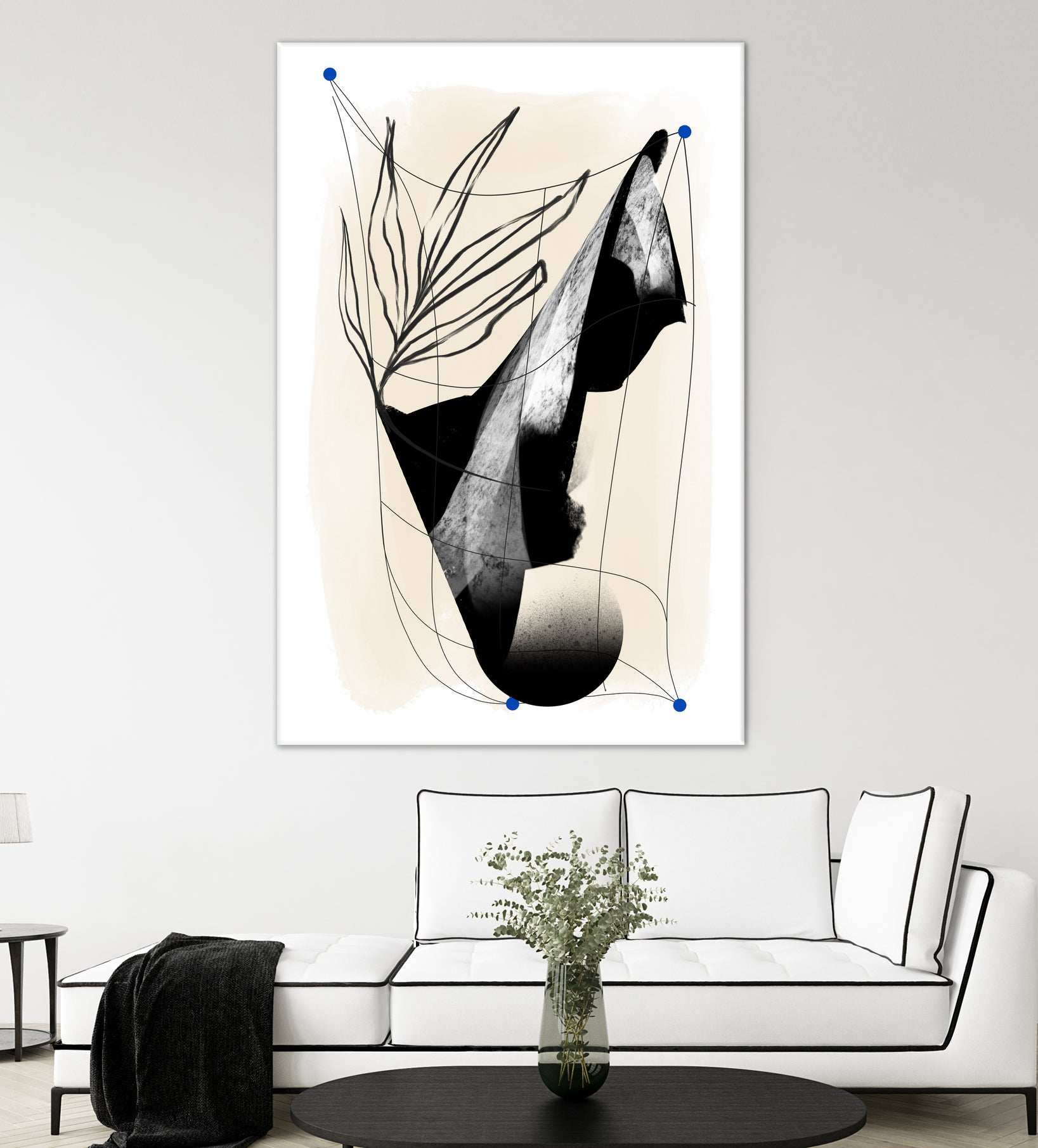 Which Came First by Jilli Darling  on GIANT ART - abstract abstract, bold, white, grey, gray, calm, painting, print,  wallart,  wall art,  energetic, colourful, graphic print, illustration, soft, brush strokes, cute, prints, home decor, beige, black, drawing