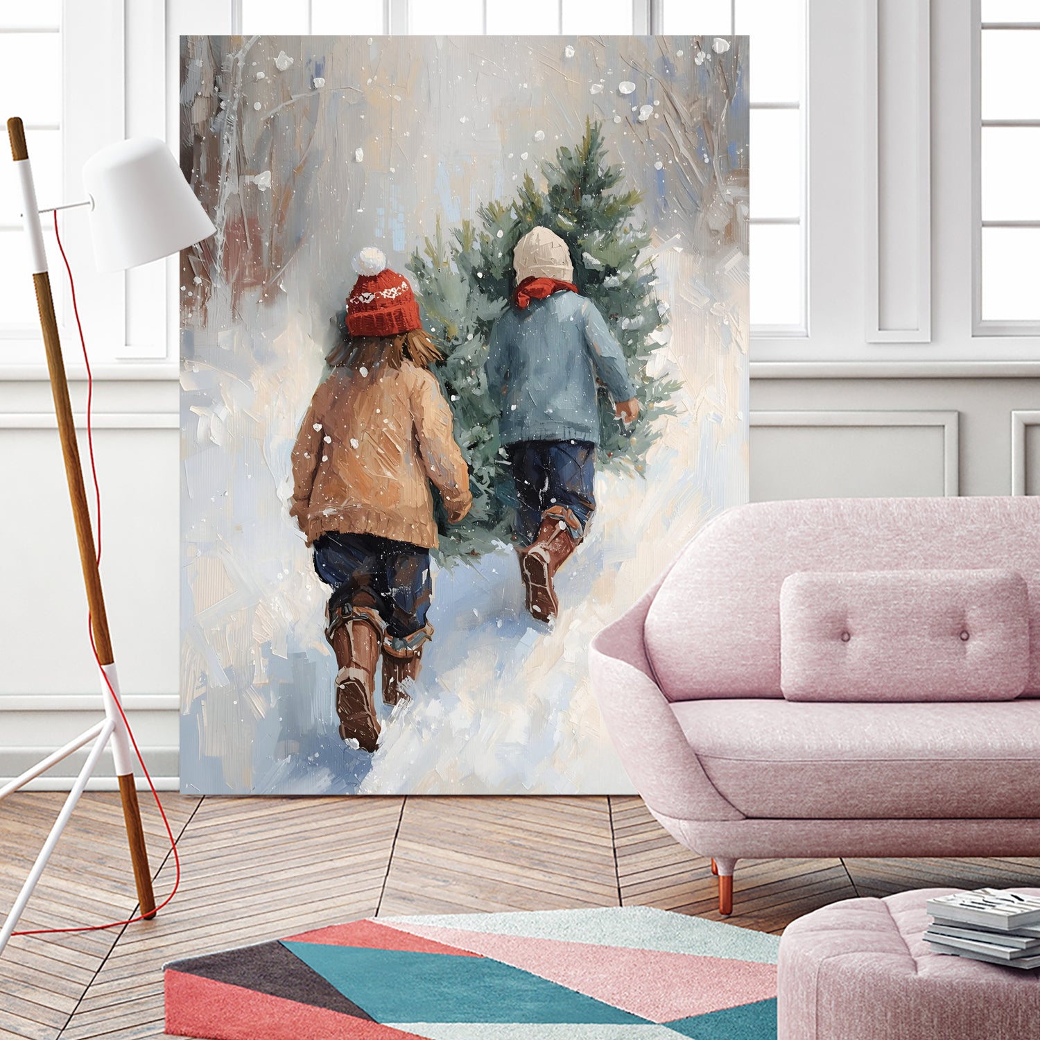 Kinder tragen Tanne im SchneegestApber by Ohkimiko on GIANT ART - kids kinder im schnee