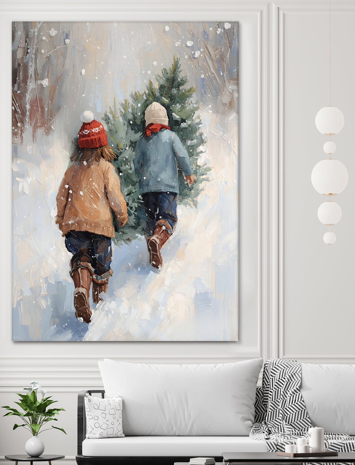 Kinder tragen Tanne im SchneegestApber by Ohkimiko on GIANT ART - kids kinder im schnee