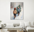 Kinder tragen Tanne im SchneegestApber by Ohkimiko on GIANT ART - kids kinder im schnee