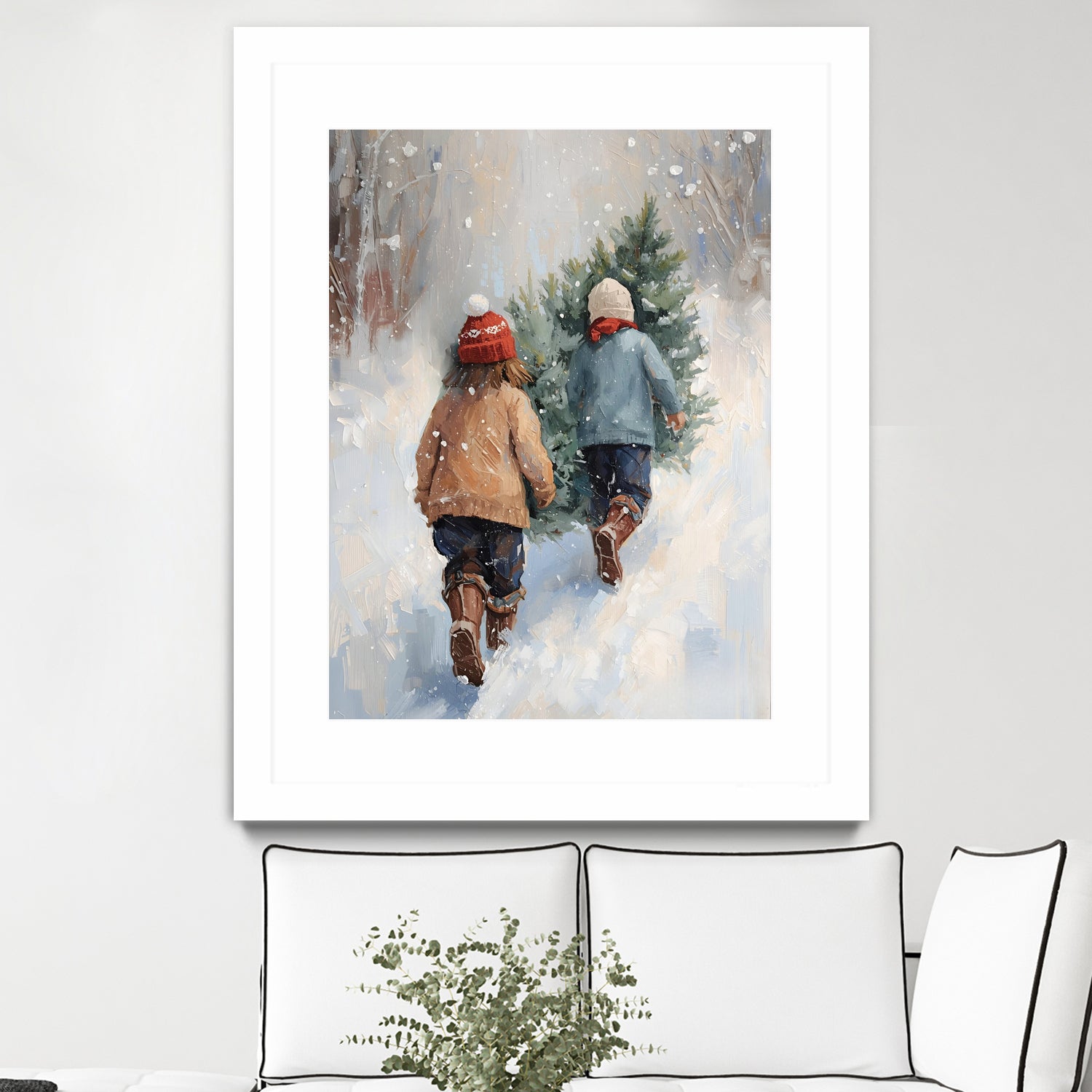 Kinder tragen Tanne im SchneegestApber by Ohkimiko on GIANT ART - kids kinder im schnee