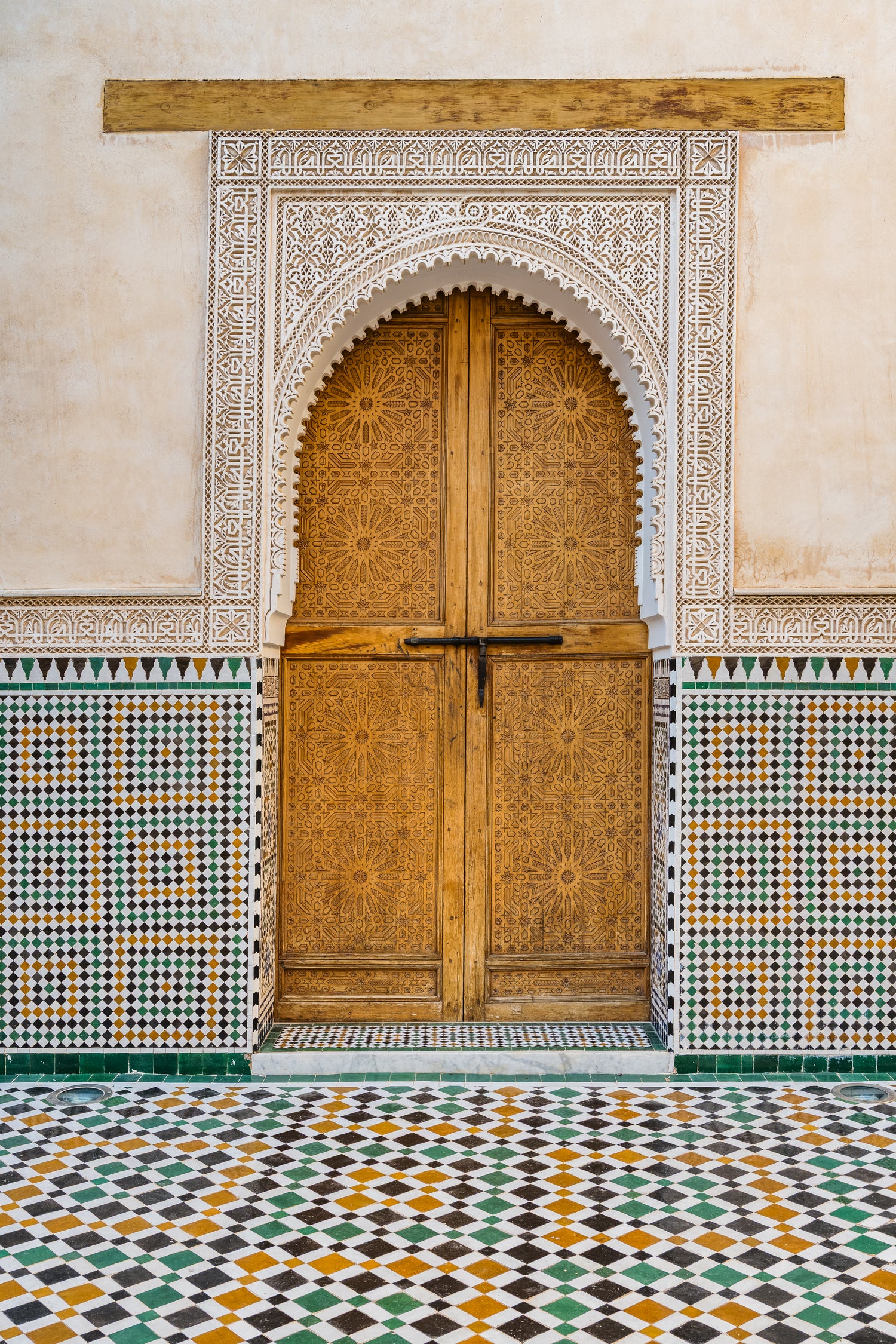 Decorated brown wooden door in Morocco by Photolovers on GIANT ART - photography morocco