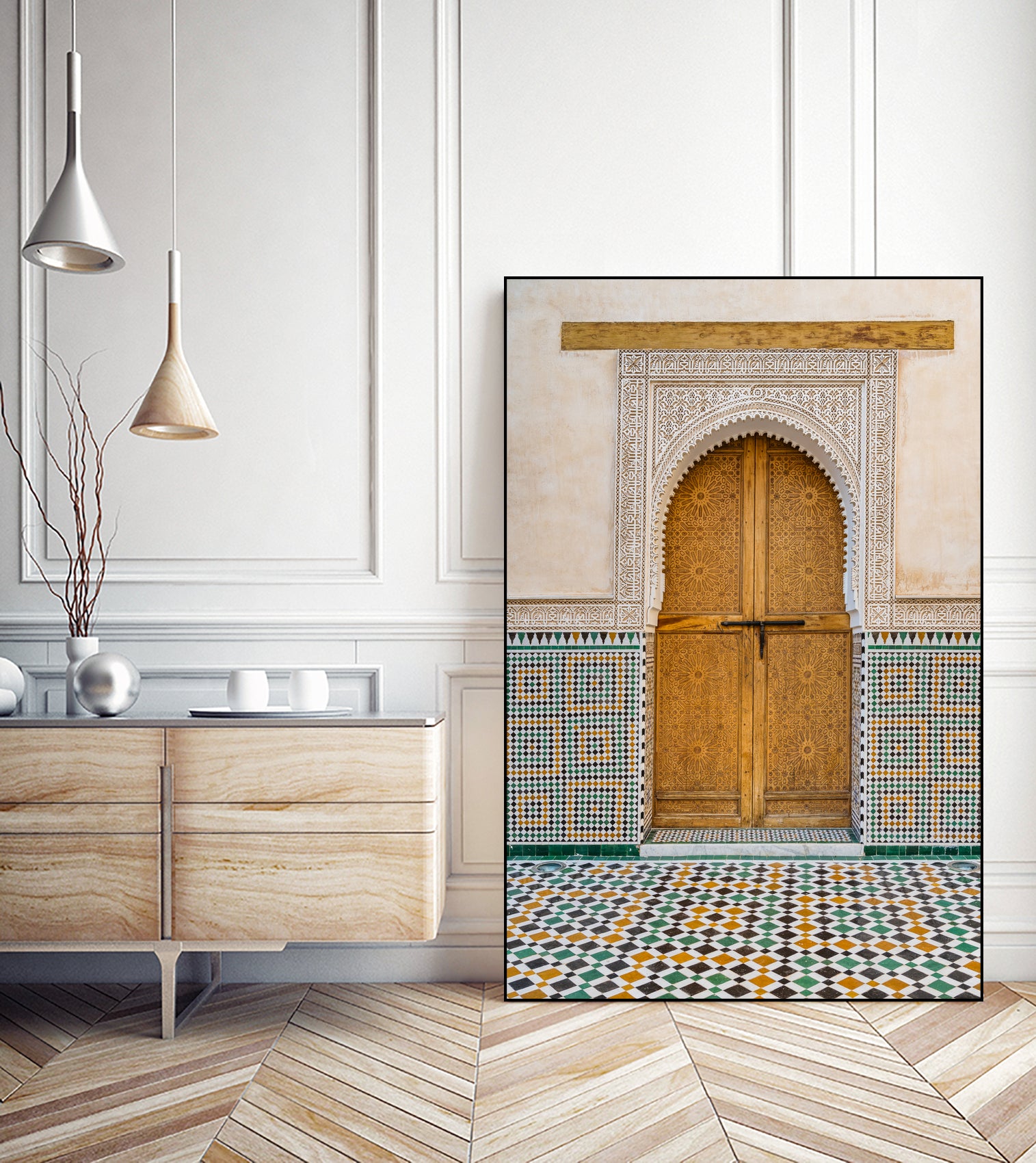 Decorated brown wooden door in Morocco by Photolovers on GIANT ART - photography morocco