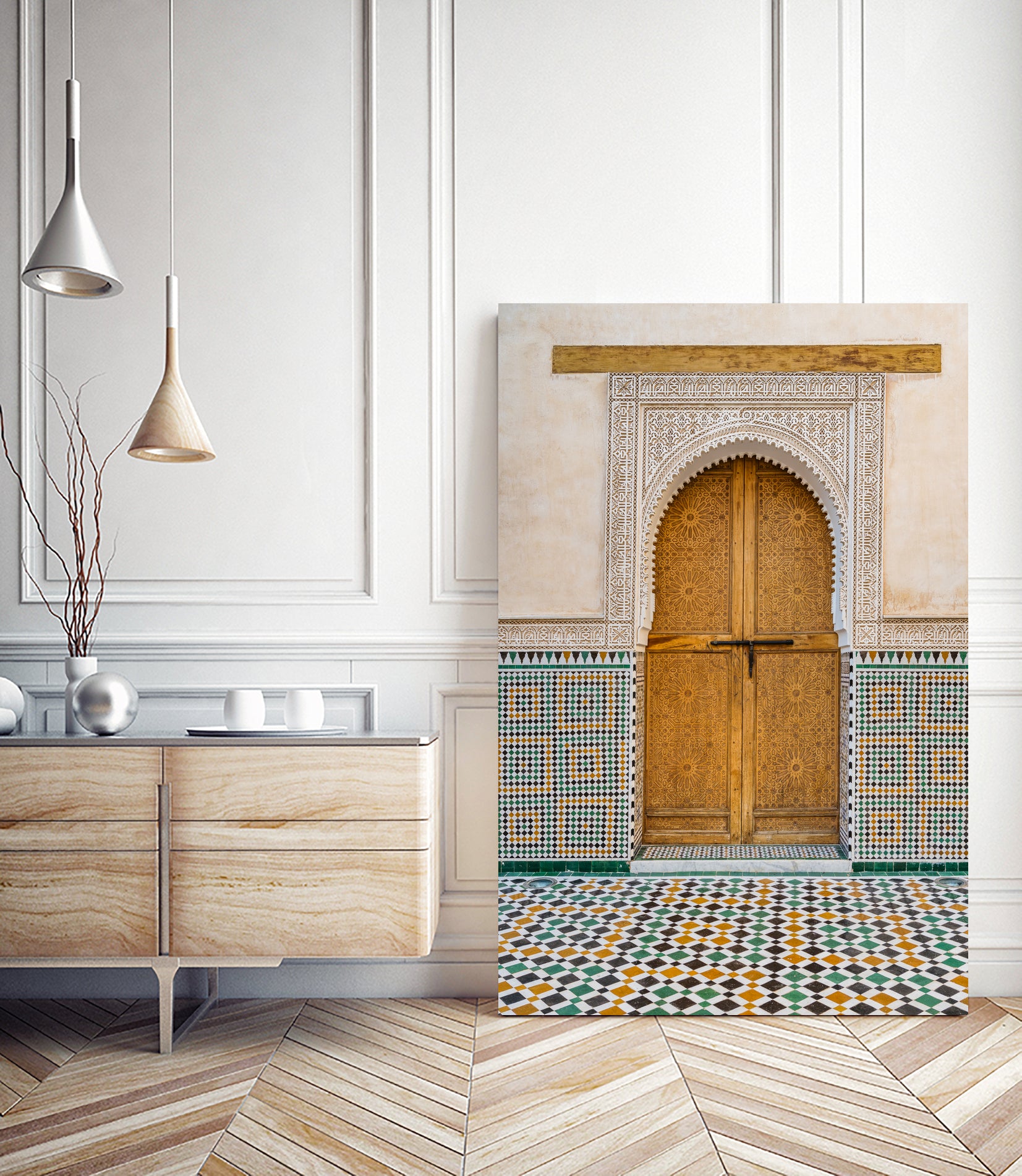 Decorated brown wooden door in Morocco by Photolovers on GIANT ART - photography morocco