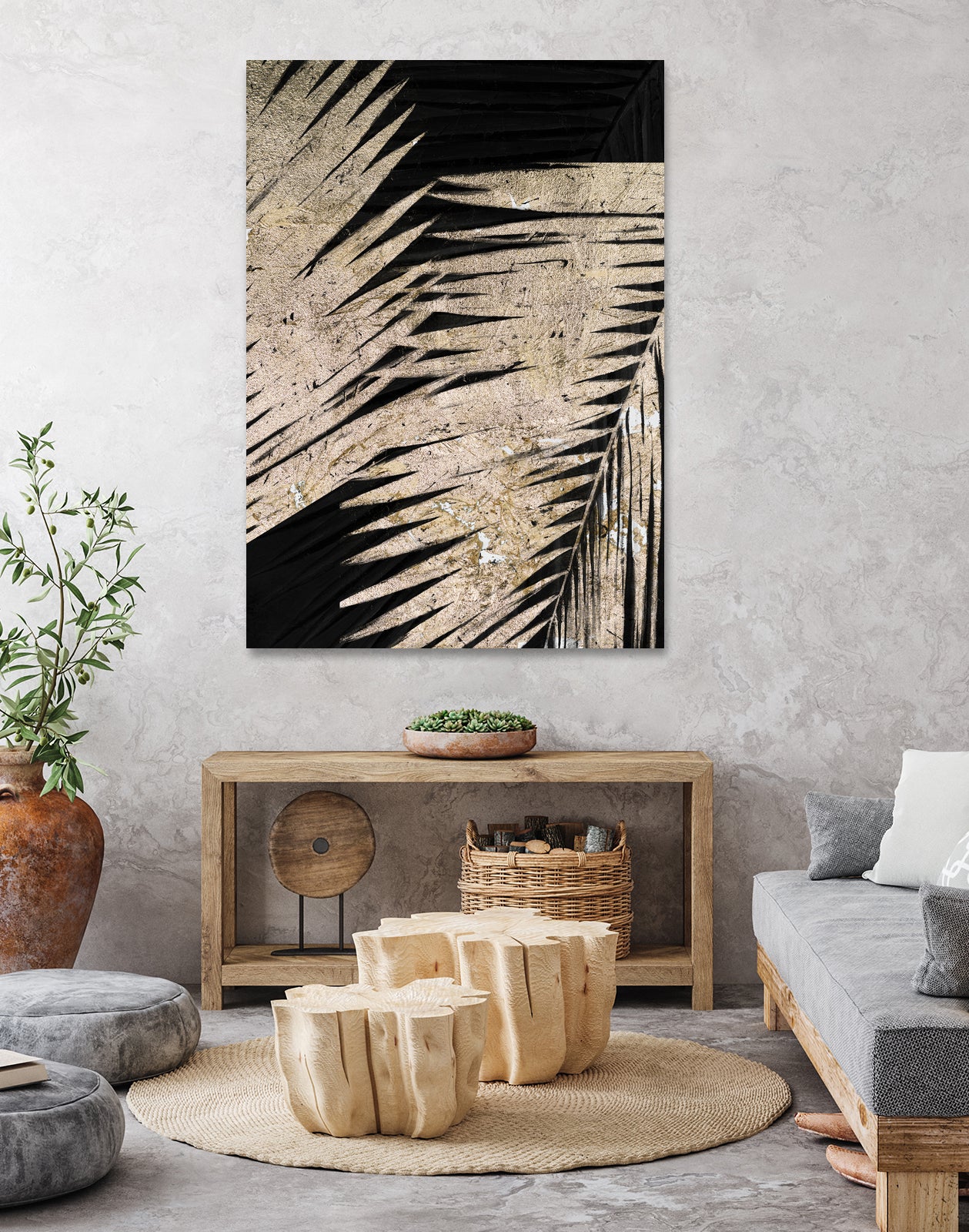 Neutral Palmas on Black I by Patricia  Pinto on GIANT ART - palms palmas
