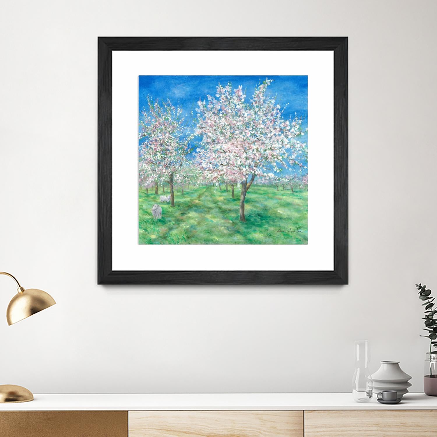 Le Verger en fleurs by Hélène Léveillée on GIANT ART - green landscape arbre en fleur