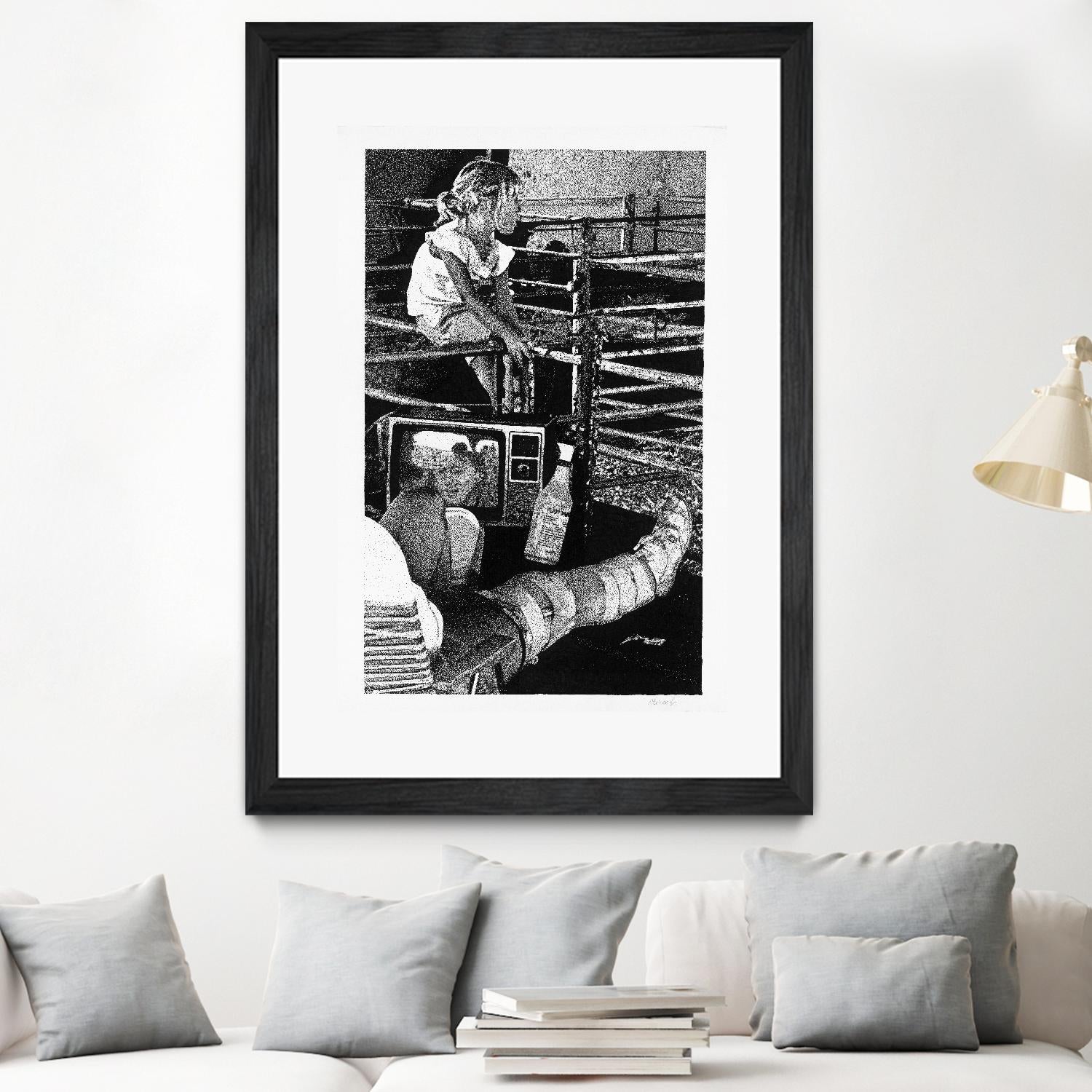 Cast by Gill Alexander on GIANT ART - white black & white television
