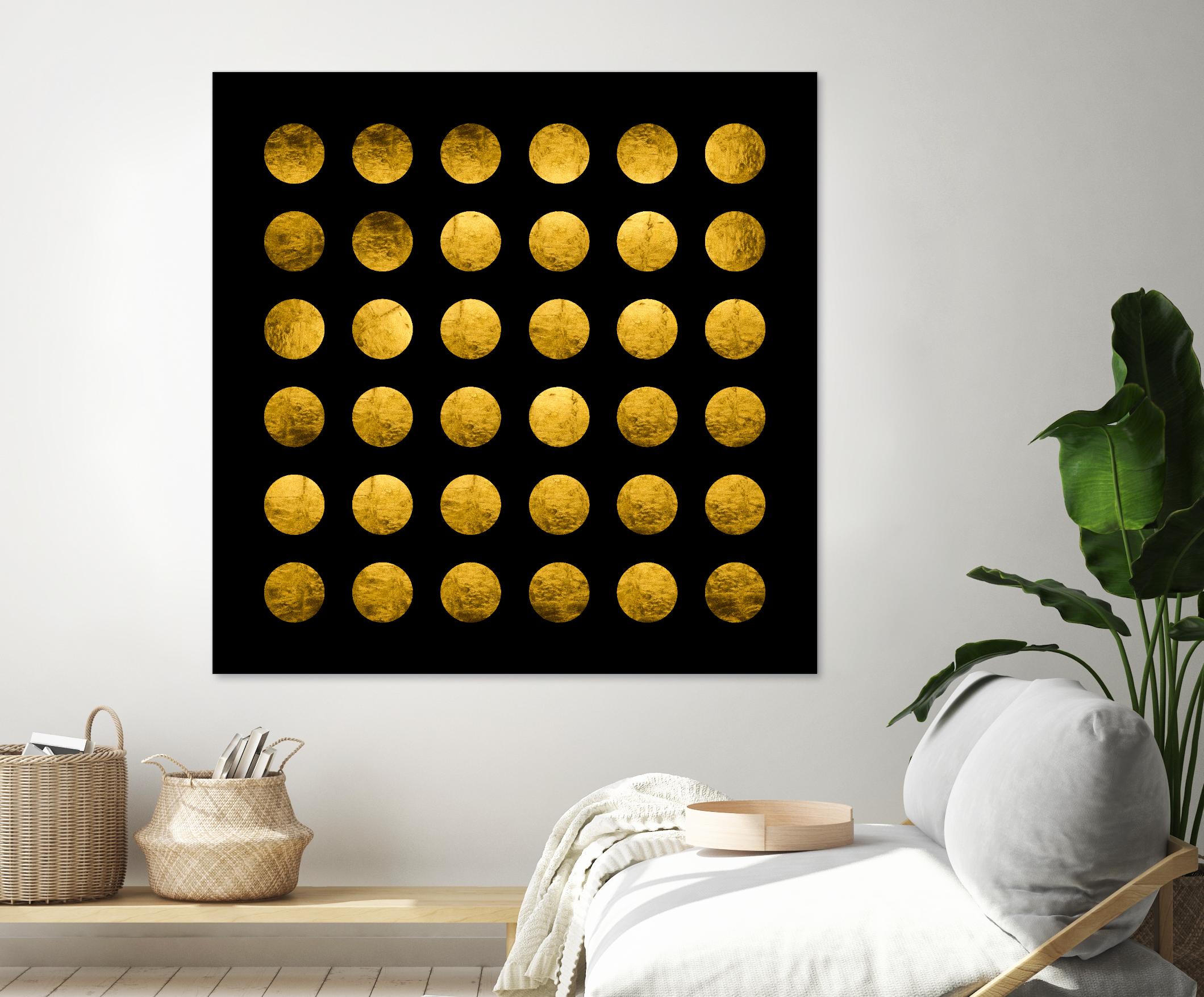 Golden Spots Black by Daniel Stanford on GIANT ART - gold shapes polka dots